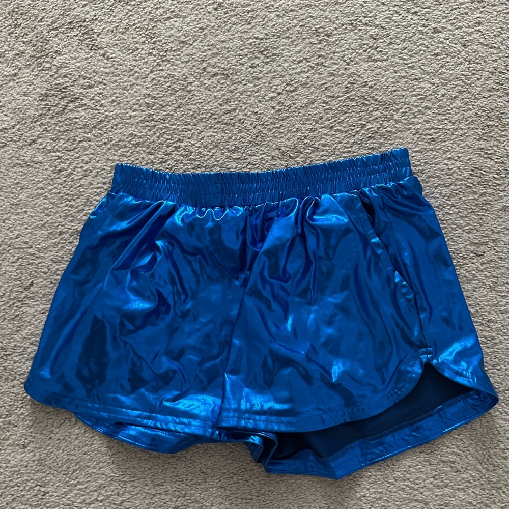 Blue metallic shorts